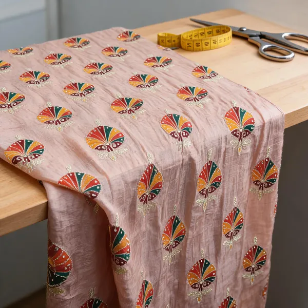 Peach_Slub_Silk_Fabrics_For_Women