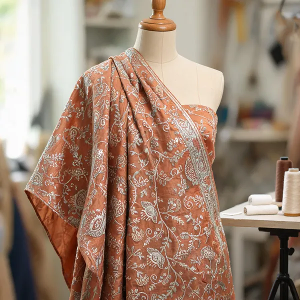 Burnt_Orange_Banarasi_Brocade_Fabrics_For_Women