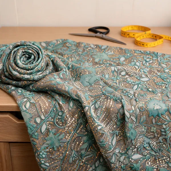 Deep_Teal_Georgette_Fabrics_For_Women