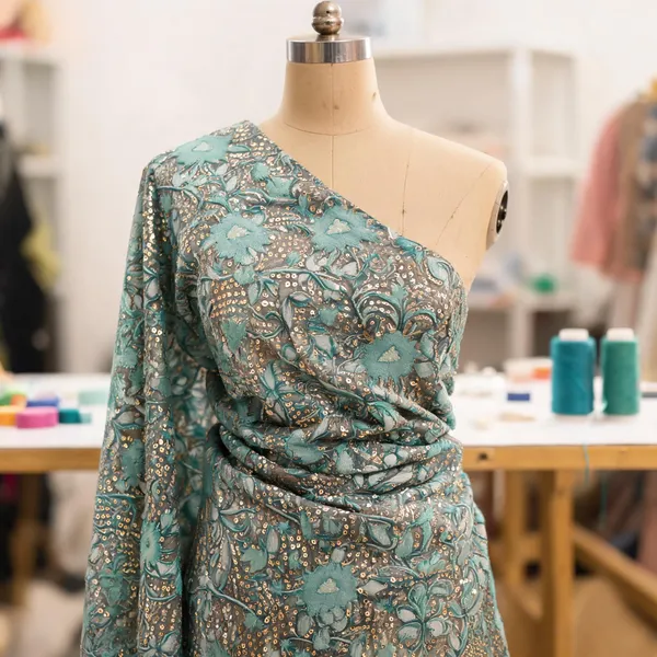 Deep_Teal_Georgette_Fabrics_For_Women