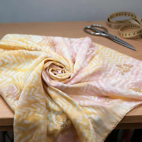 Yellow_And_Pink_Chanderi_Silk_Fabrics_For_Women