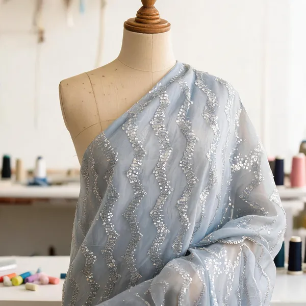 Powder_Blue_Viscose_Organza_Fabrics_For_Women