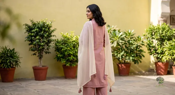 The_Dusty_Rose_Khadi_A_Line_Suit_Set