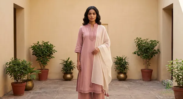 The_Dusty_Rose_Khadi_A_Line_Suit_Set