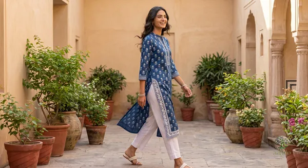The_Indigo_Bloom_Hand_Block_Printed_Kurta_Set