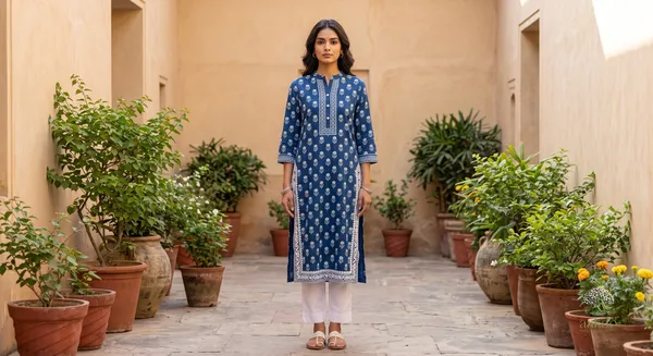 The_Indigo_Bloom_Hand_Block_Printed_Kurta_Set