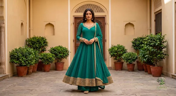 The_Teal_Solid_Georgette_Anarkali_Suit