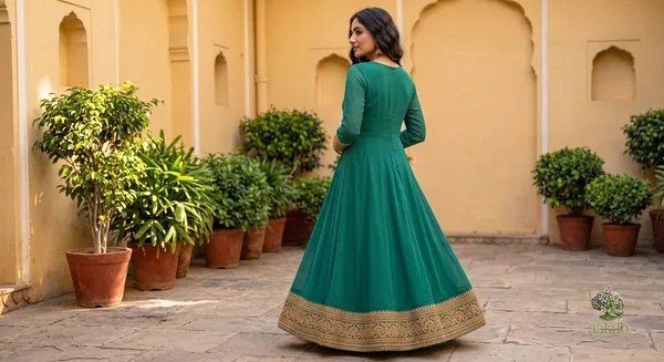 The_Teal_Solid_Georgette_Anarkali_Suit