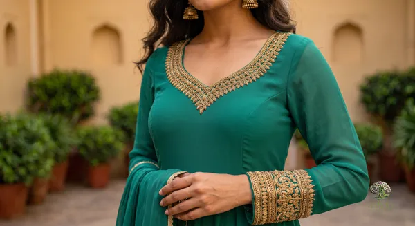 The_Teal_Solid_Georgette_Anarkali_Suit