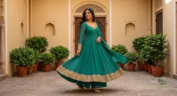 The_Teal_Solid_Georgette_Anarkali_Suit