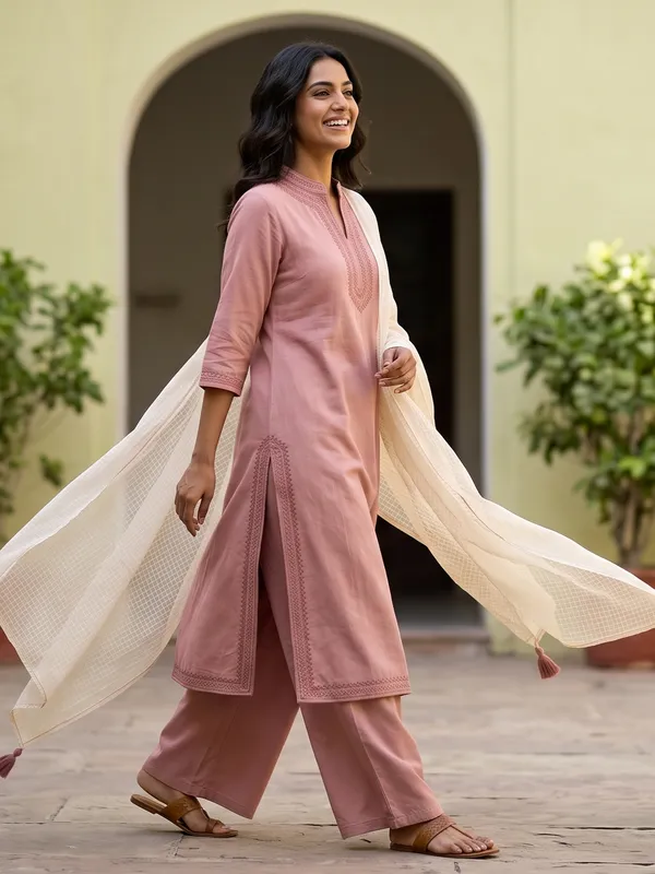 The_Dusty_Rose_Khadi_A_Line_Suit_Set