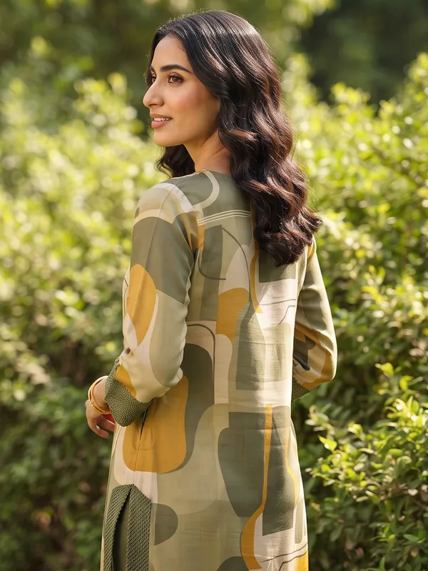 The_Olive_Ochre_Abstract_Silk_Kurta_Set