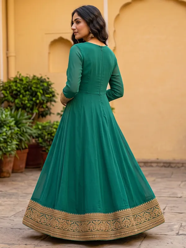 The_Teal_Solid_Georgette_Anarkali_Suit