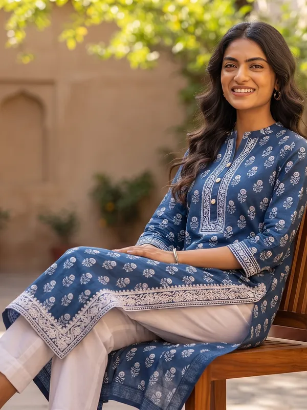 The_Indigo_Bloom_Hand_Block_Printed_Kurta_Set