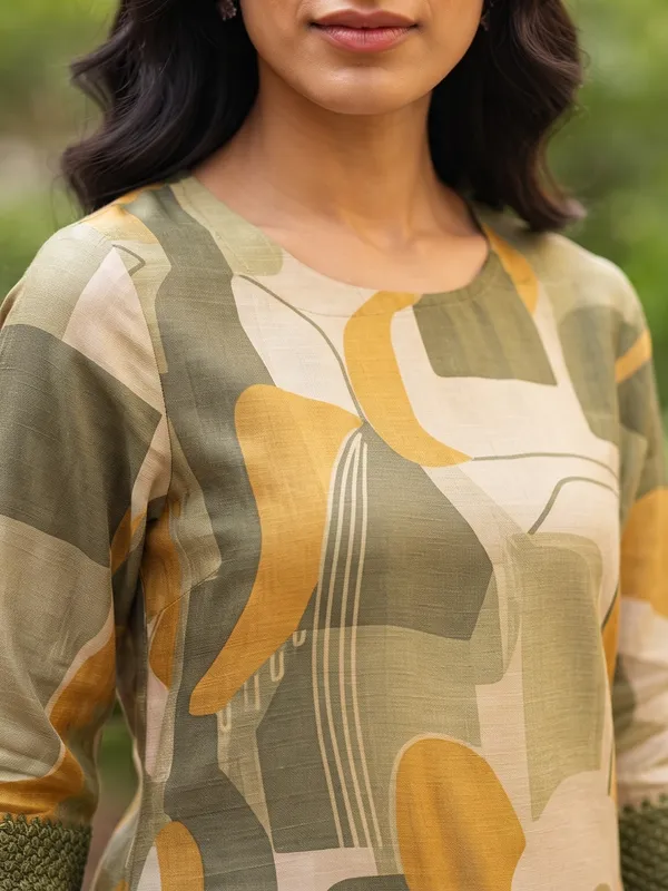 The_Olive_Ochre_Abstract_Silk_Kurta_Set