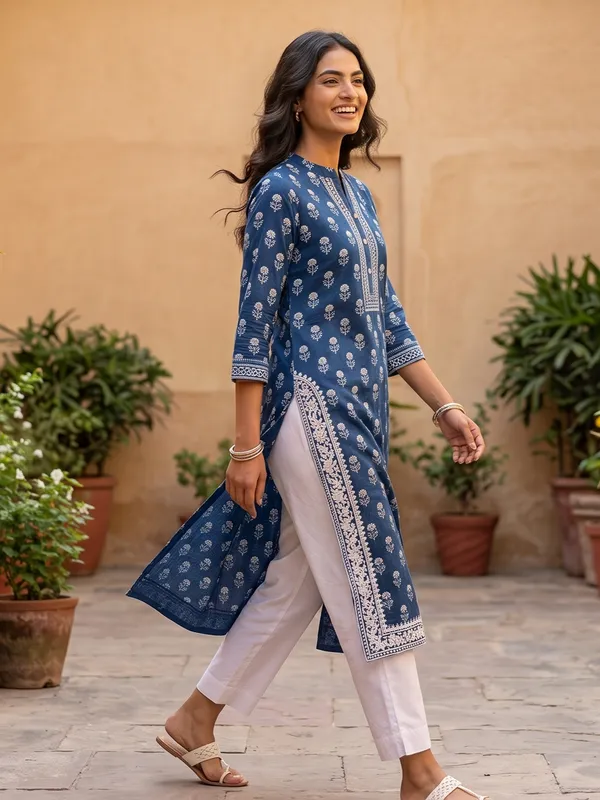 The_Indigo_Bloom_Hand_Block_Printed_Kurta_Set