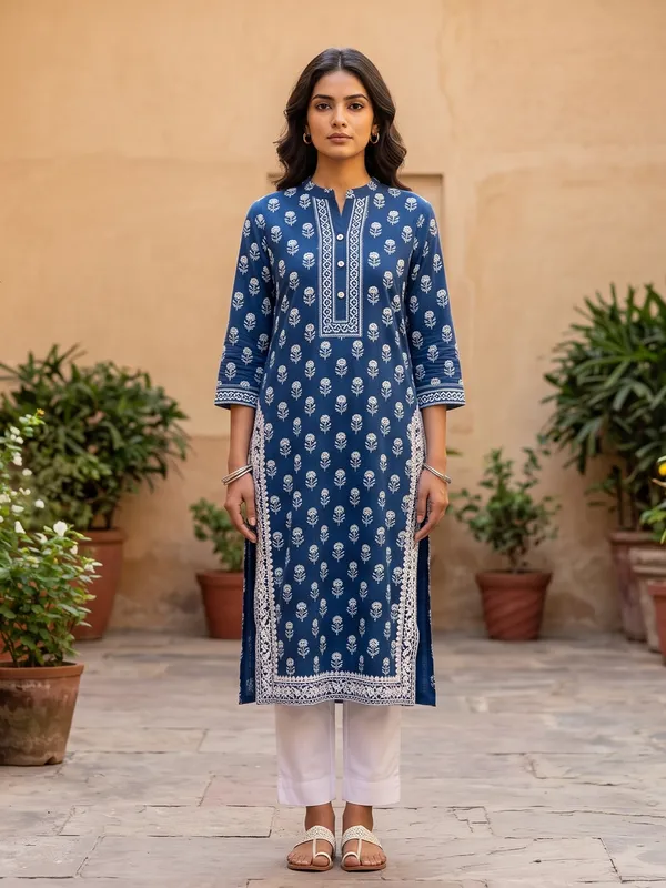 The_Indigo_Bloom_Hand_Block_Printed_Kurta_Set