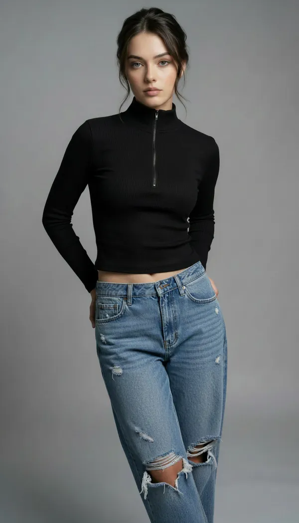 Women_High-Neck_Ribbed_Top