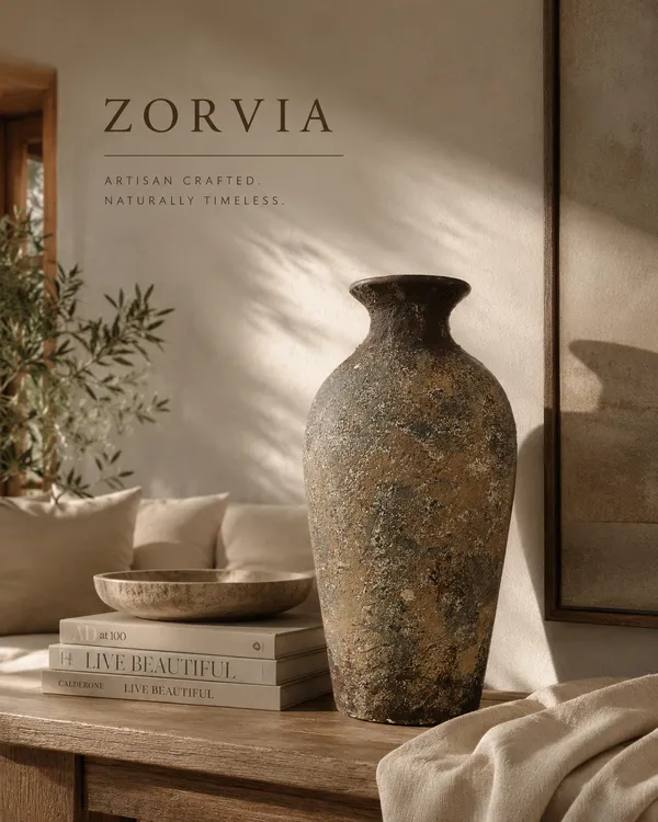 Hand-Painted_Terracotta_Rustic_Brown_Textured_Decorative_Vase