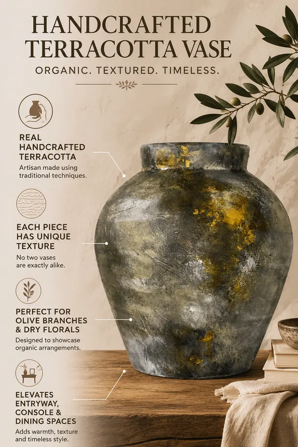 Hand-Painted_Terracotta_Rustic_Black_Textured_Decorative_Vase