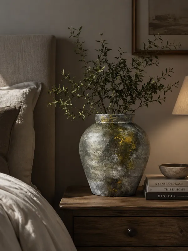 Hand-Painted_Terracotta_Rustic_Black_Textured_Decorative_Vase