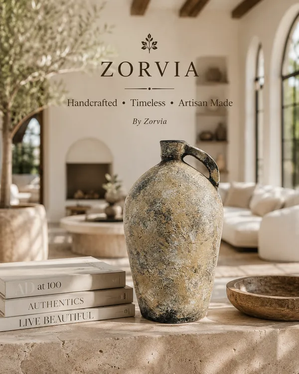 Hand-Crafted_Terracotta_Rustic_Beige_Weathered_Finish_Handled_Decorative_Jug_Vase