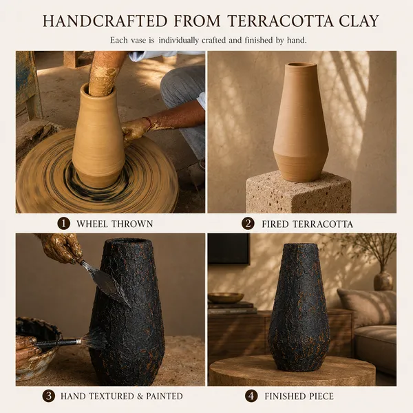 Hand-Painted_Terracotta_Rustic_Black_Volcanic_Textured_Decorative_Vase