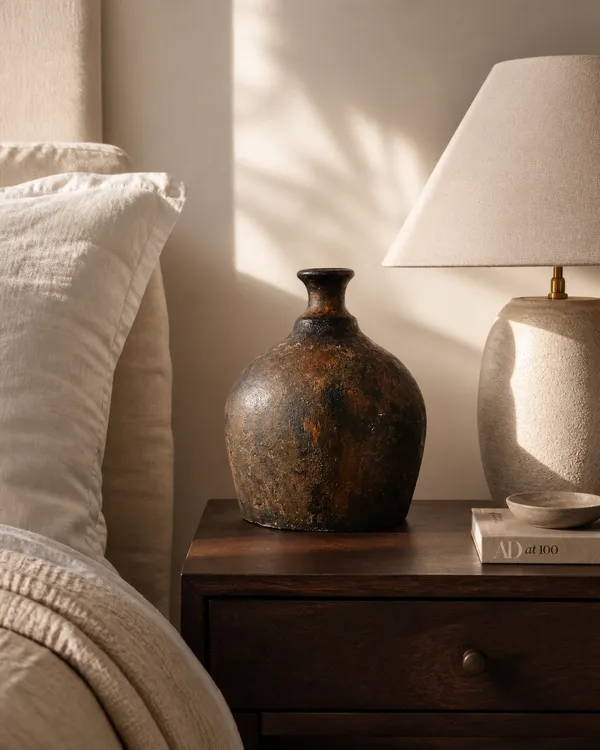 Hand-Painted_Terracotta_Rustic_Brown_Textured_Bottle_Neck_Decorative_Vase