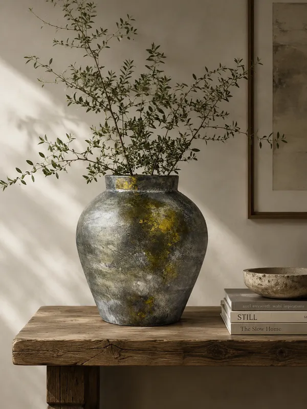 Hand-Painted_Terracotta_Rustic_Black_Textured_Decorative_Vase