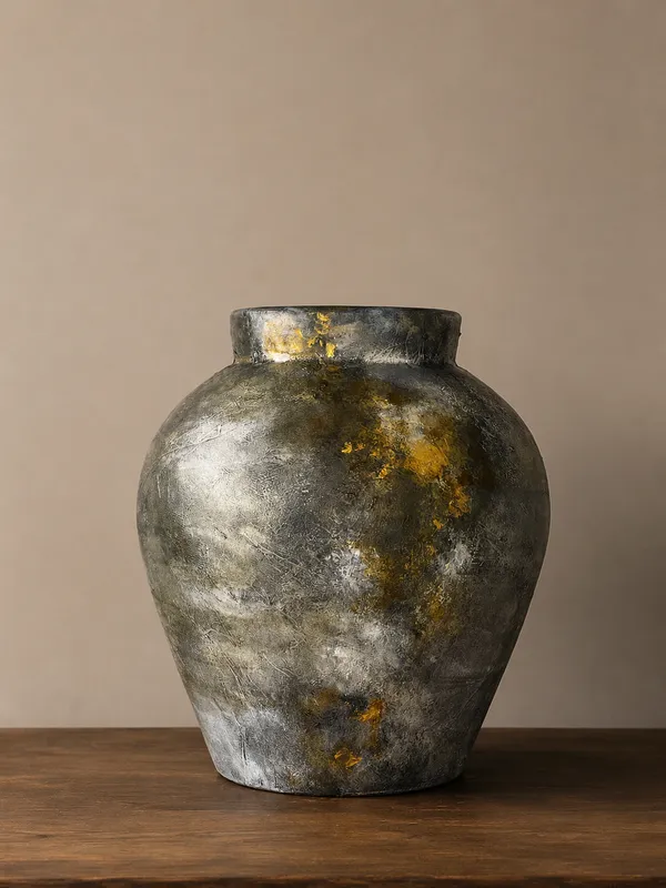 Hand-Painted_Terracotta_Rustic_Black_Textured_Decorative_Vase