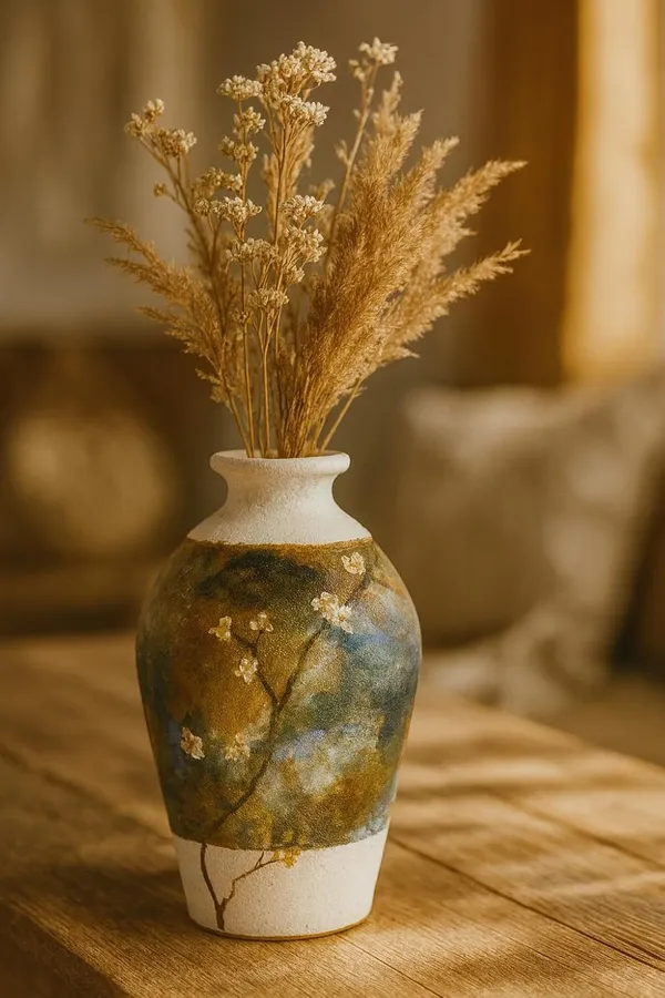 Hand-Painted_Terracotta_Artisan_Blue_Gold_Botanical_Decorative_Vase