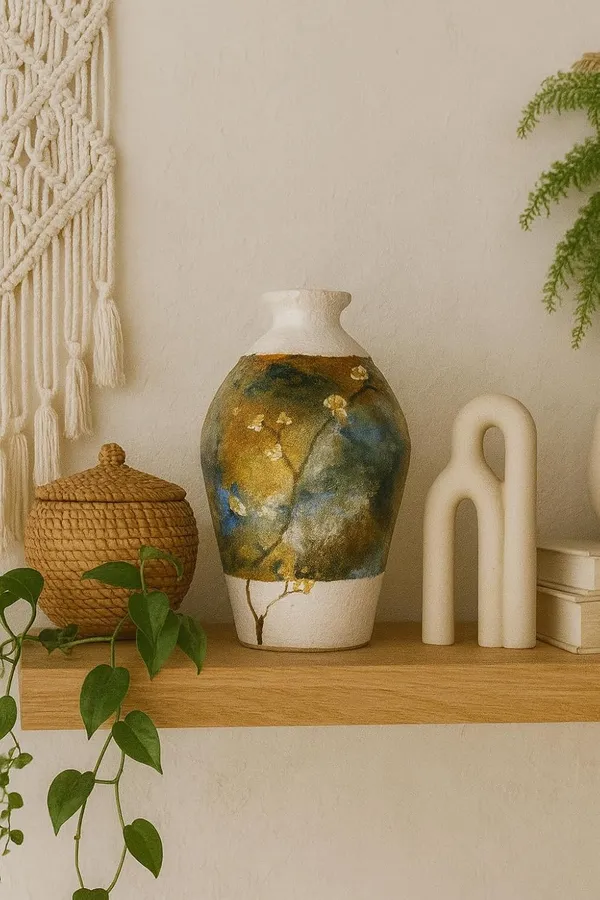 Hand-Painted_Terracotta_Artisan_Blue_Gold_Botanical_Decorative_Vase