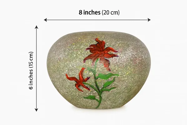Hand-Painted_Terracotta_Grey_Circular_Textured_Floral_Decorative_Vase