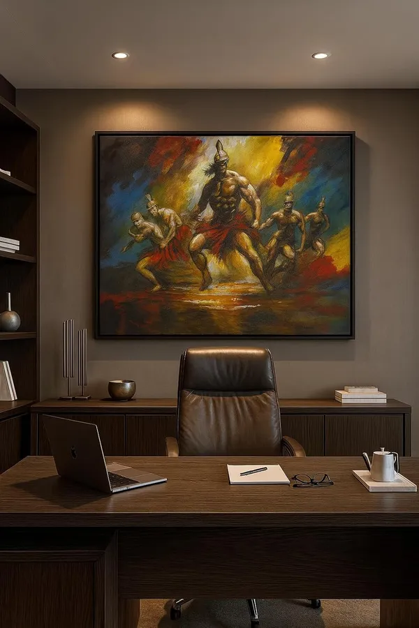 Tribal_Warrior_Dance_Hand-Painted_Canvas_Wall_Painting