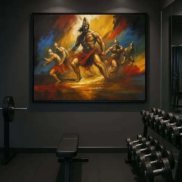 Tribal_Warrior_Dance_Hand-Painted_Canvas_Wall_Painting
