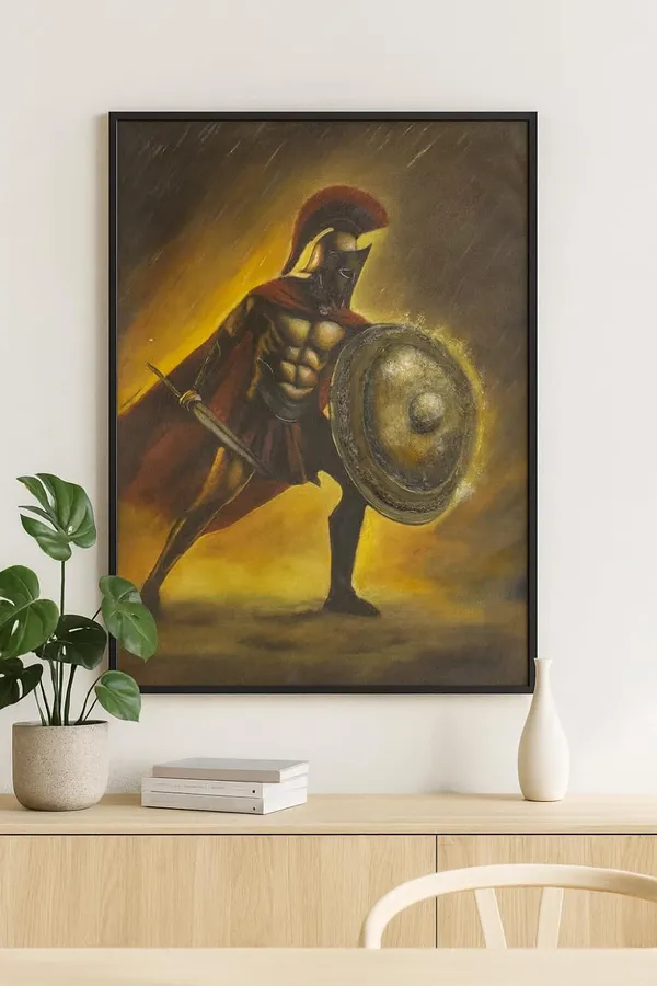 Zorvia_Spartan_Warrior_Hand-Painted_Acrylic_Canvas_Wall_Art