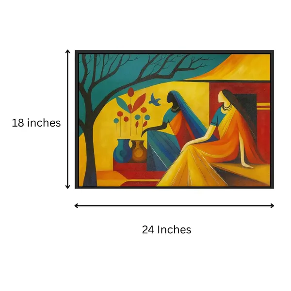 Zorvia_Abstract_Indian_Women_With_Pots_Hand-Painted_Acrylic_Canvas_Art