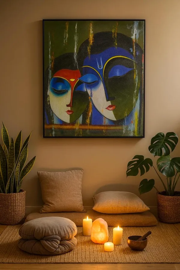 Zorvia_Radha_Krishna_Abstract_Hand-Painted_Acrylic_Canvas_Wall_Art