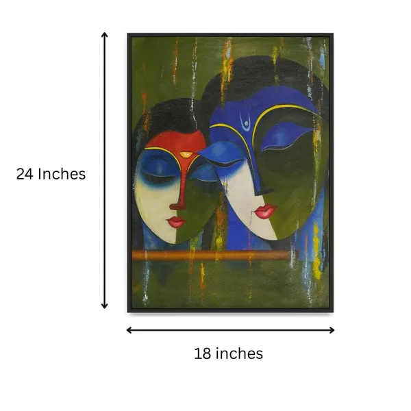 Zorvia_Radha_Krishna_Abstract_Hand-Painted_Acrylic_Canvas_Wall_Art