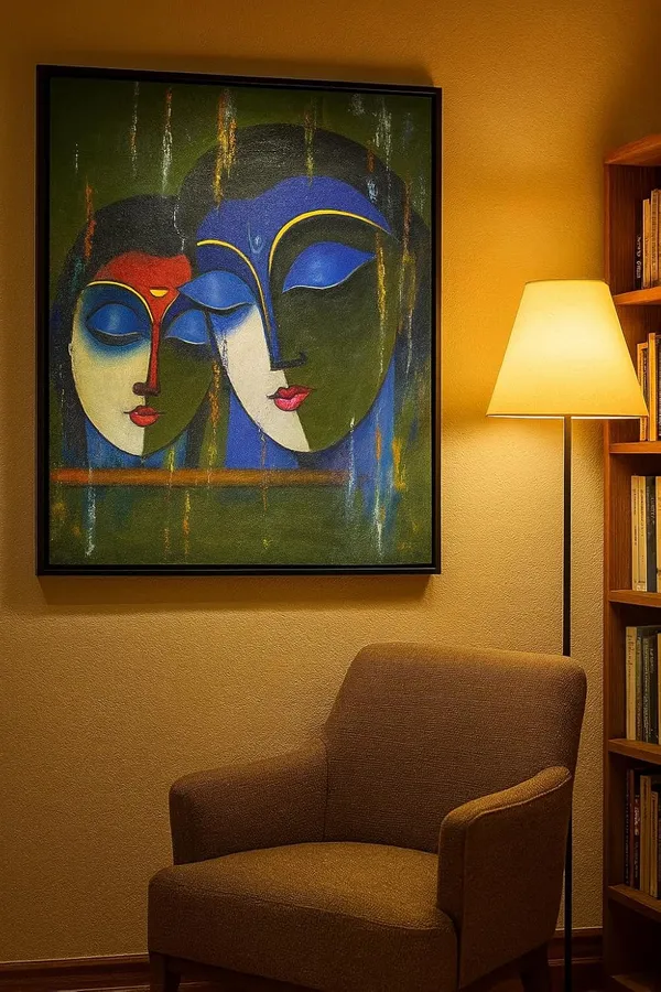 Zorvia_Radha_Krishna_Abstract_Hand-Painted_Acrylic_Canvas_Wall_Art