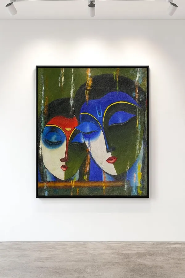 Zorvia_Radha_Krishna_Abstract_Hand-Painted_Acrylic_Canvas_Wall_Art