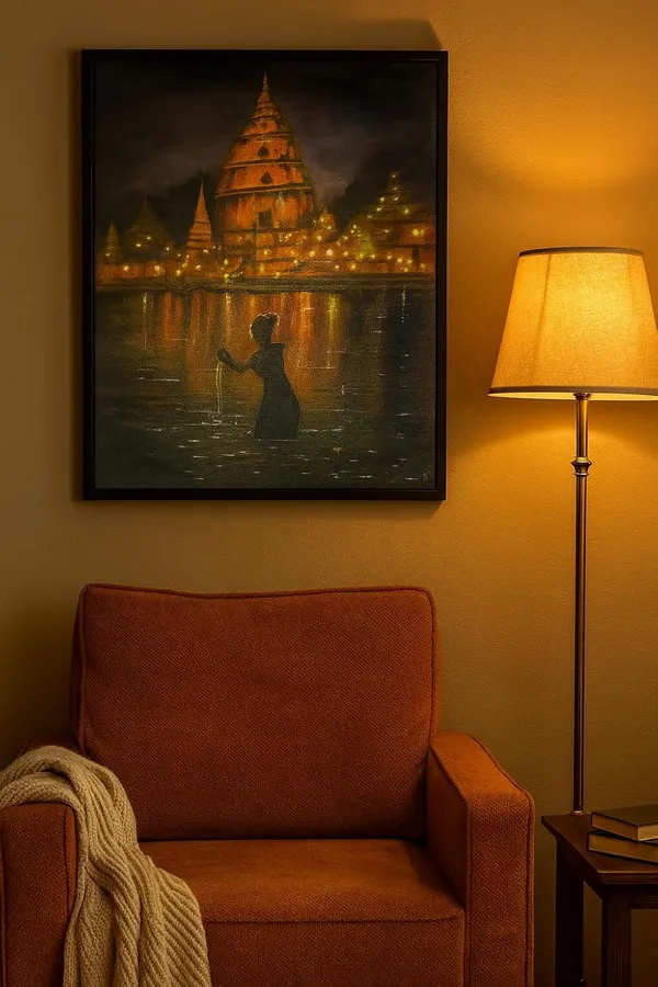 Zorvia_Varanasi_Ghat_Temple_Hand-Painted_Acrylic_Canvas_Wall_Art