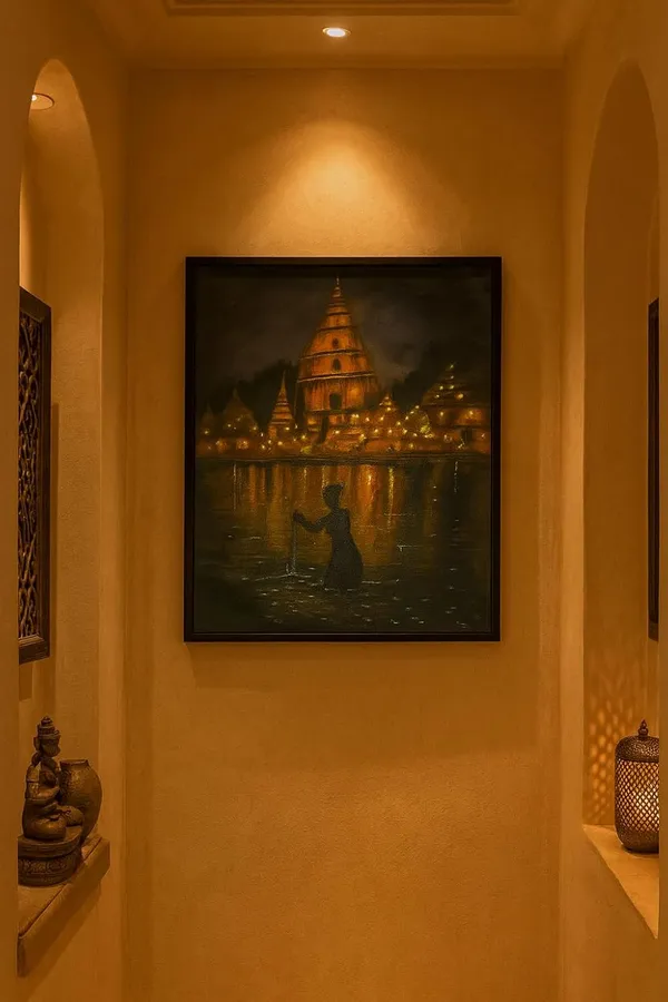 Zorvia_Varanasi_Ghat_Temple_Hand-Painted_Acrylic_Canvas_Wall_Art