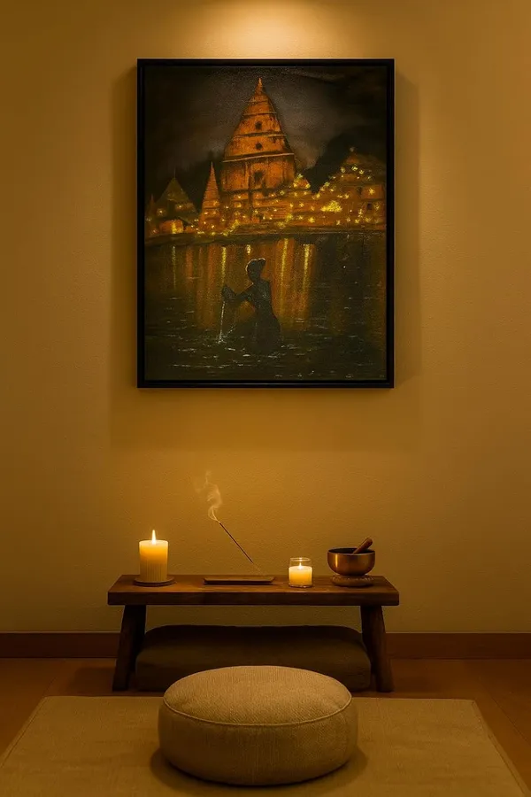 Zorvia_Varanasi_Ghat_Temple_Hand-Painted_Acrylic_Canvas_Wall_Art