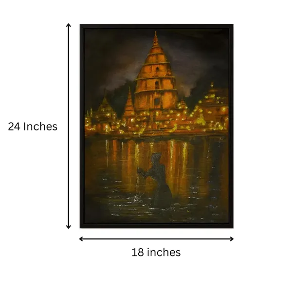 Zorvia_Varanasi_Ghat_Temple_Hand-Painted_Acrylic_Canvas_Wall_Art