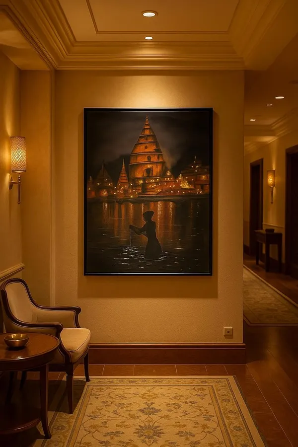 Zorvia_Varanasi_Ghat_Temple_Hand-Painted_Acrylic_Canvas_Wall_Art