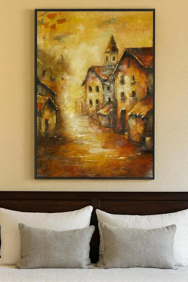 European_Village_Landscape_Hand-Painted_Canvas_Wall_Painting