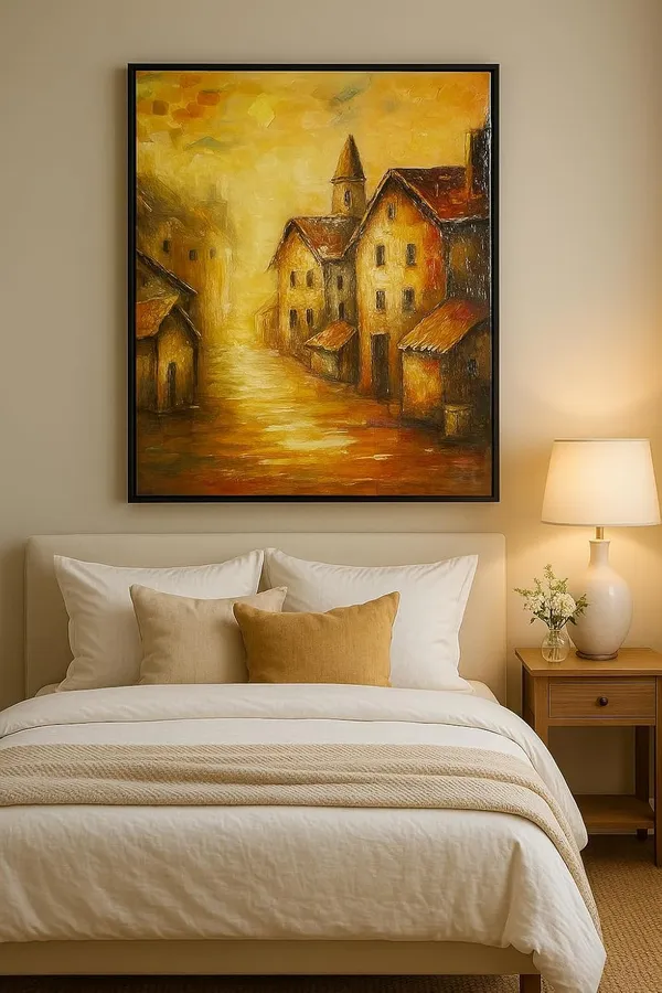 European_Village_Landscape_Hand-Painted_Canvas_Wall_Painting