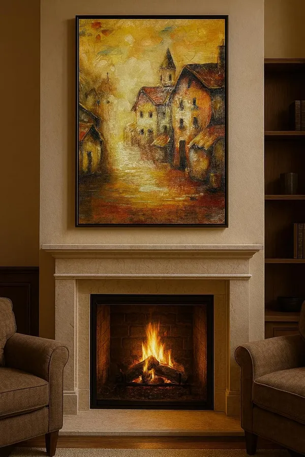 European_Village_Landscape_Hand-Painted_Canvas_Wall_Painting