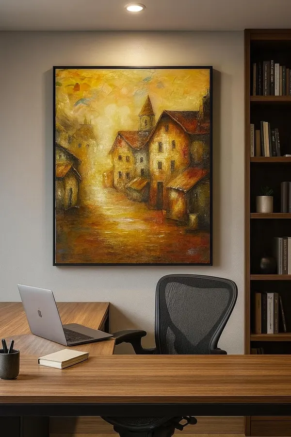 European_Village_Landscape_Hand-Painted_Canvas_Wall_Painting